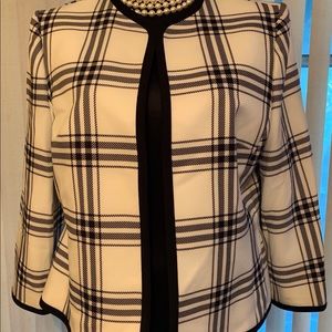 NWOT Kasper Black White Plaid French Fantasy Plazacore Perfume Tweedy Preppy